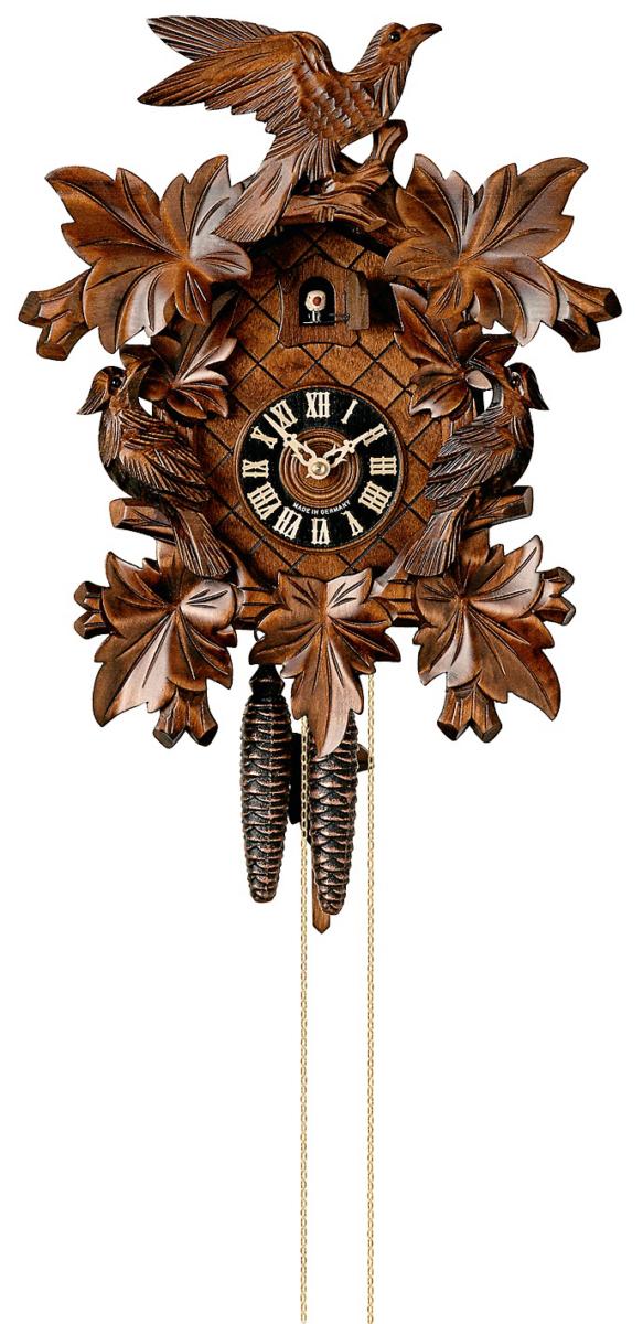 Orologio a cucù con cuculo scolpito in legno noce