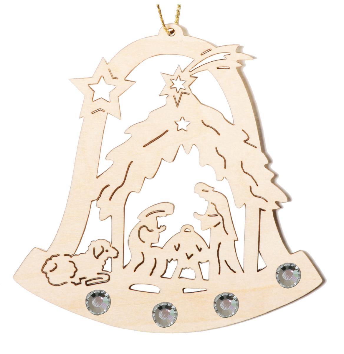 Campana con Sacra Famiglia e cristalli