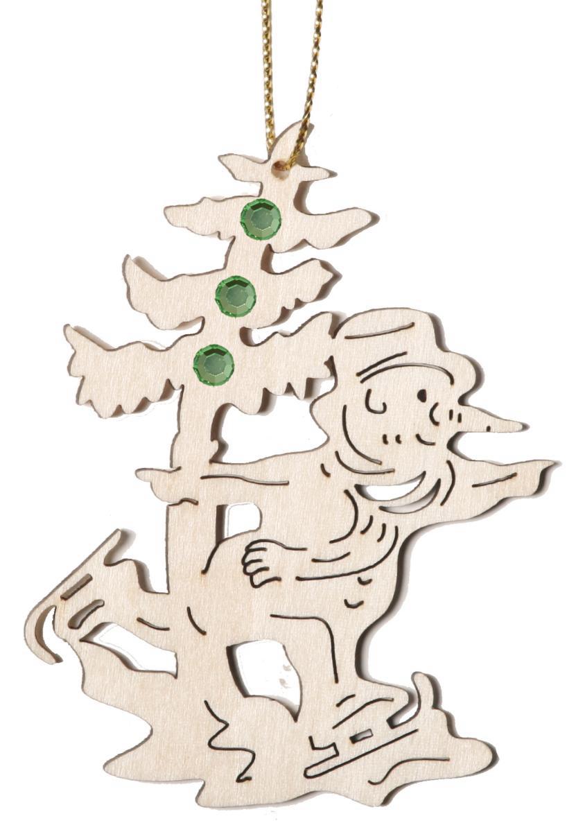 Babbo Natale con pattini da ghiaccio e cristalli Swarovski