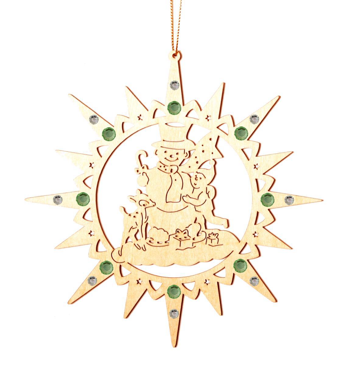 Pupazzo di neve su stella con cristalli Swarovski