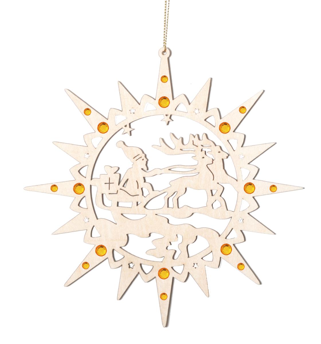 Stella con Babbo Natale e cristalli d'alce