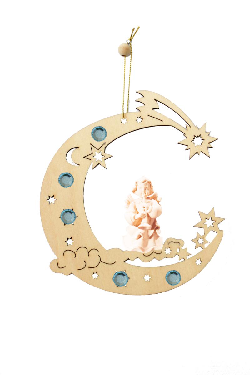 Mezza luna e angelo di legno - 15.0 cm