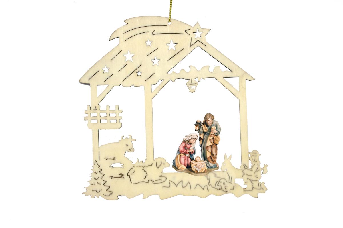 Sacra famiglia decorazione in legno - 15.0 cm
