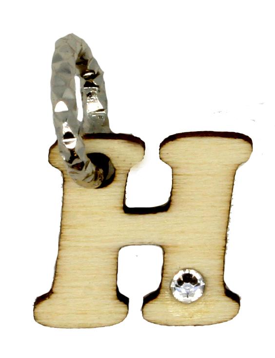 Charms in legno con lettera H 6 pezzi