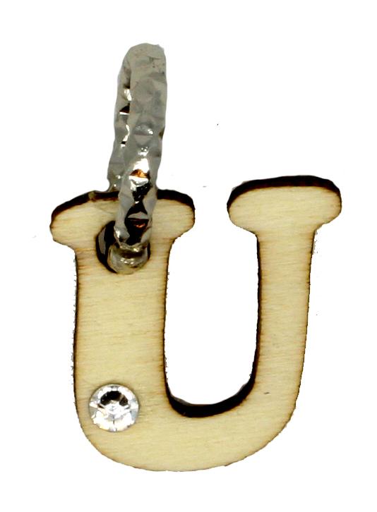 Charm in legno con lettera U 6 pezzi