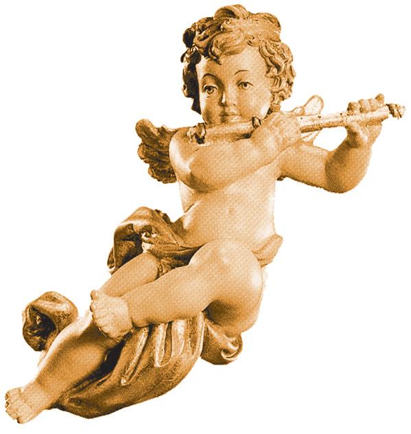 Delicato angelo putto musicista volante con flauto - 5.0 cm