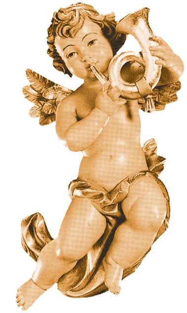 Angelo musicista volante con corno baritono - 24.0 cm