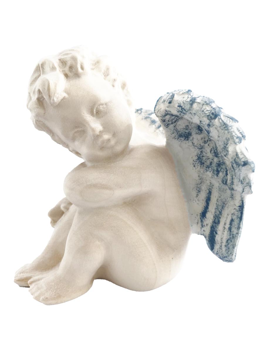 Angelo legno seduto sinistro - 5.6 cm