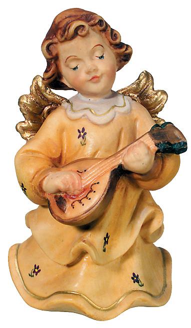 Angelo musicista con mandolino legno - 10.0 cm