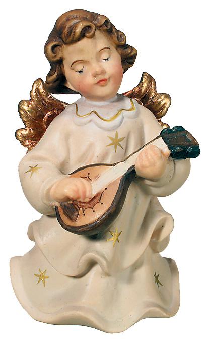 Angelo musicista con mandolino legno - 5.0 cm