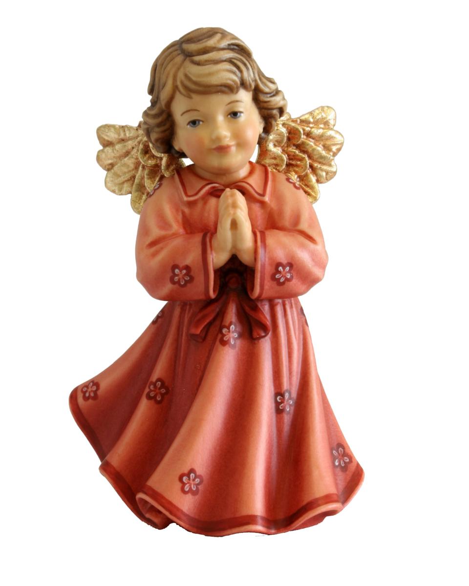 Angelo Orante Rosso in legno - 8.0 cm