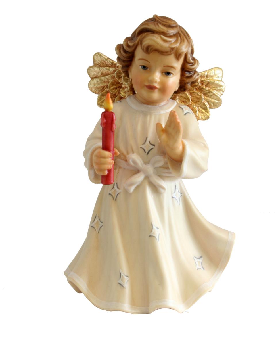 Angioletto in legno e candela - 8.0 cm