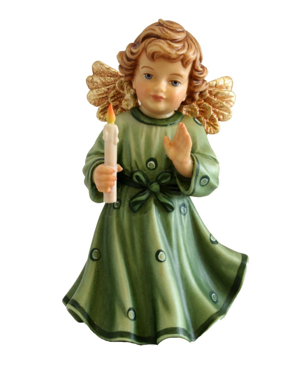 Angelo in legno con candela - 12.0 cm