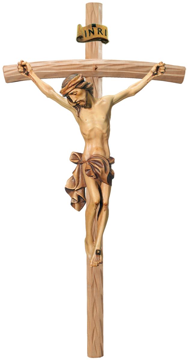 Corpo di Cristo su croce curva chiara - 60.0 cm