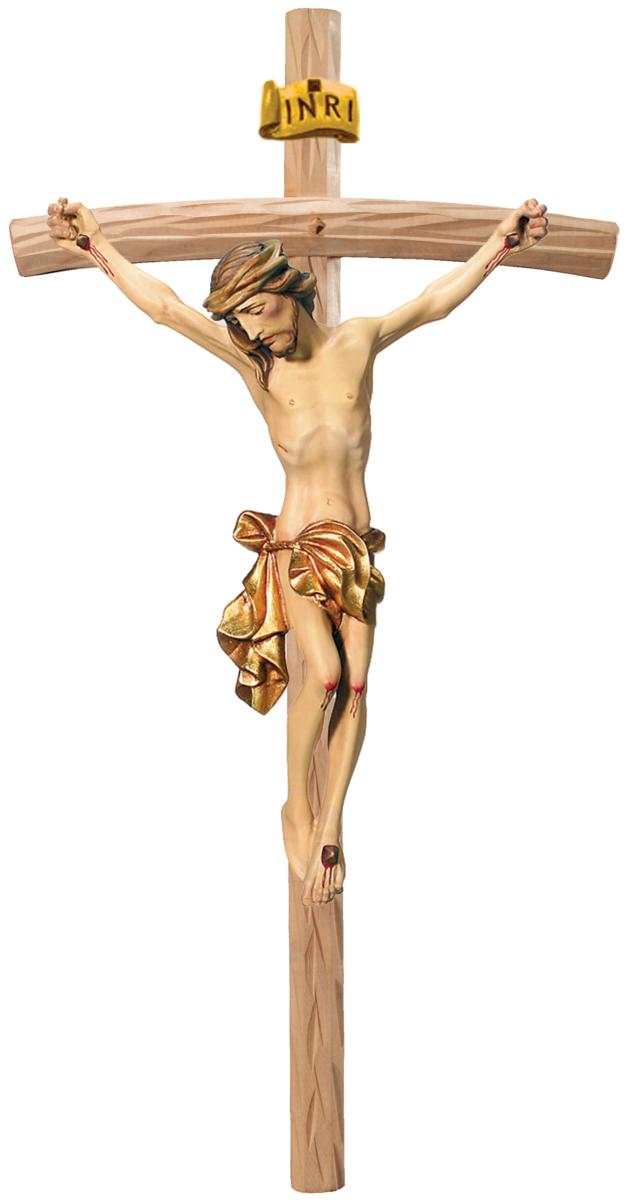 Corpo di Cristo su croce curva chiara - 80.0 cm