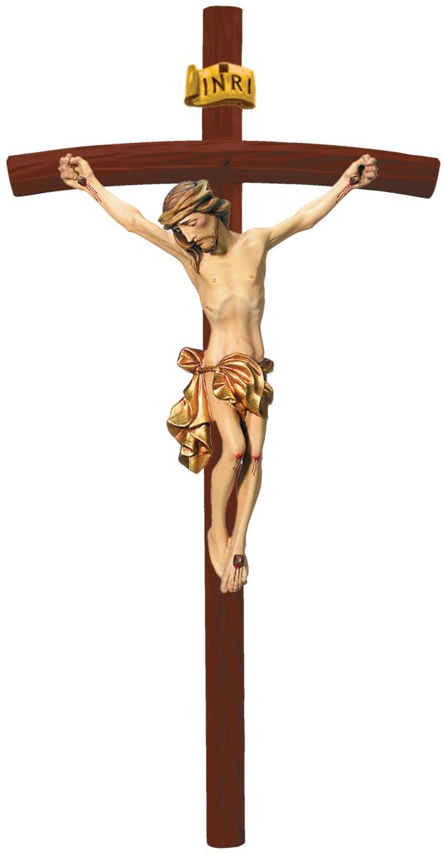 Corpo di Cristo su Croce curva scura - 80.0 cm