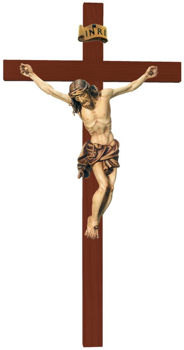 Corpo di Cristo su croce dritta di legno - 27.0 cm