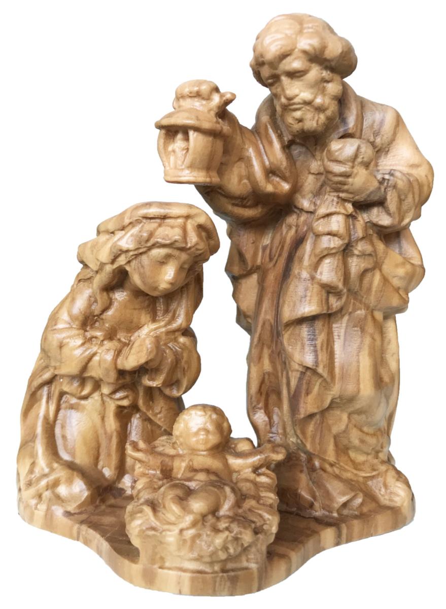 Presepe in blocco con Sacra Famiglia in legno - 9.0 cm