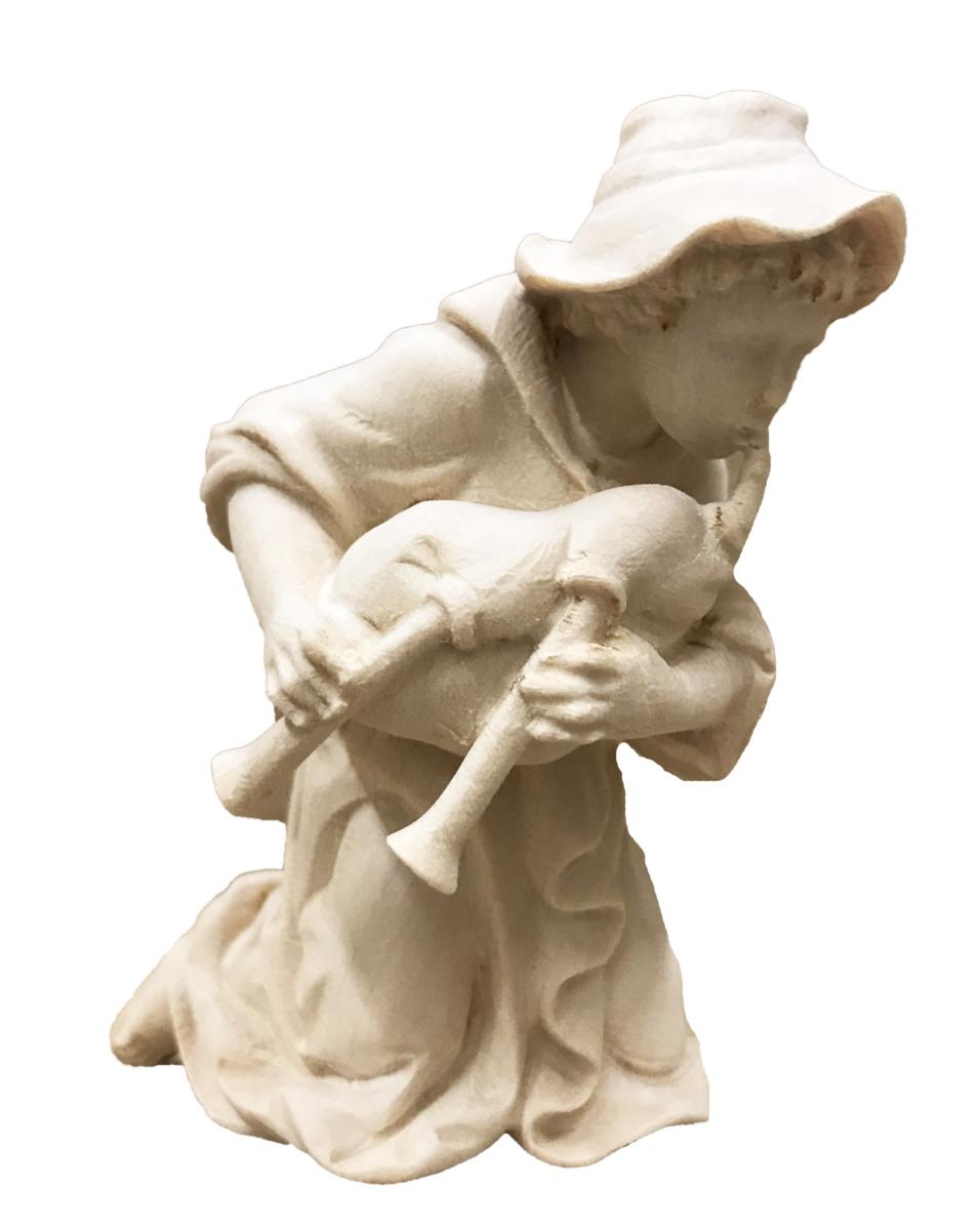 Pastorello in ginocchio con cornamusa in legno - 6.0 cm