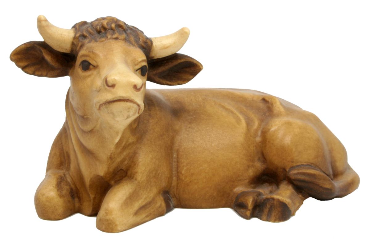 Scultura in legno di un bue disteso - 8.0 cm