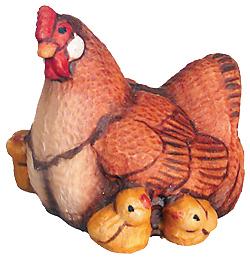 Chioccia con pulcini in legno - 6.0 cm