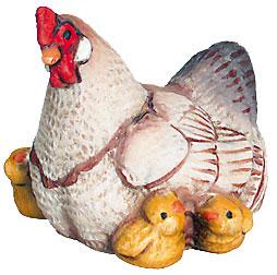 Chioccia con pulcini in legno - 6.0 cm
