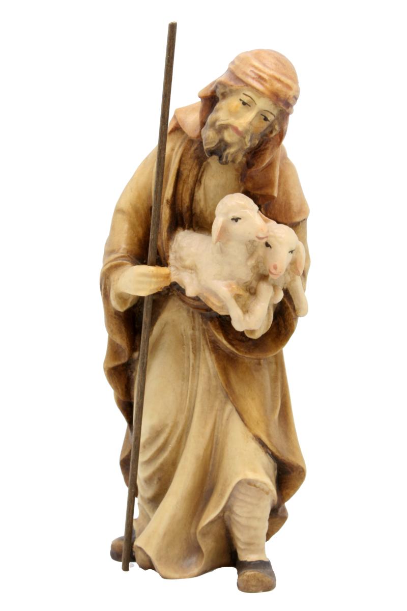 Pastore con bastone e due pecorelle in braccio - 28.0 cm