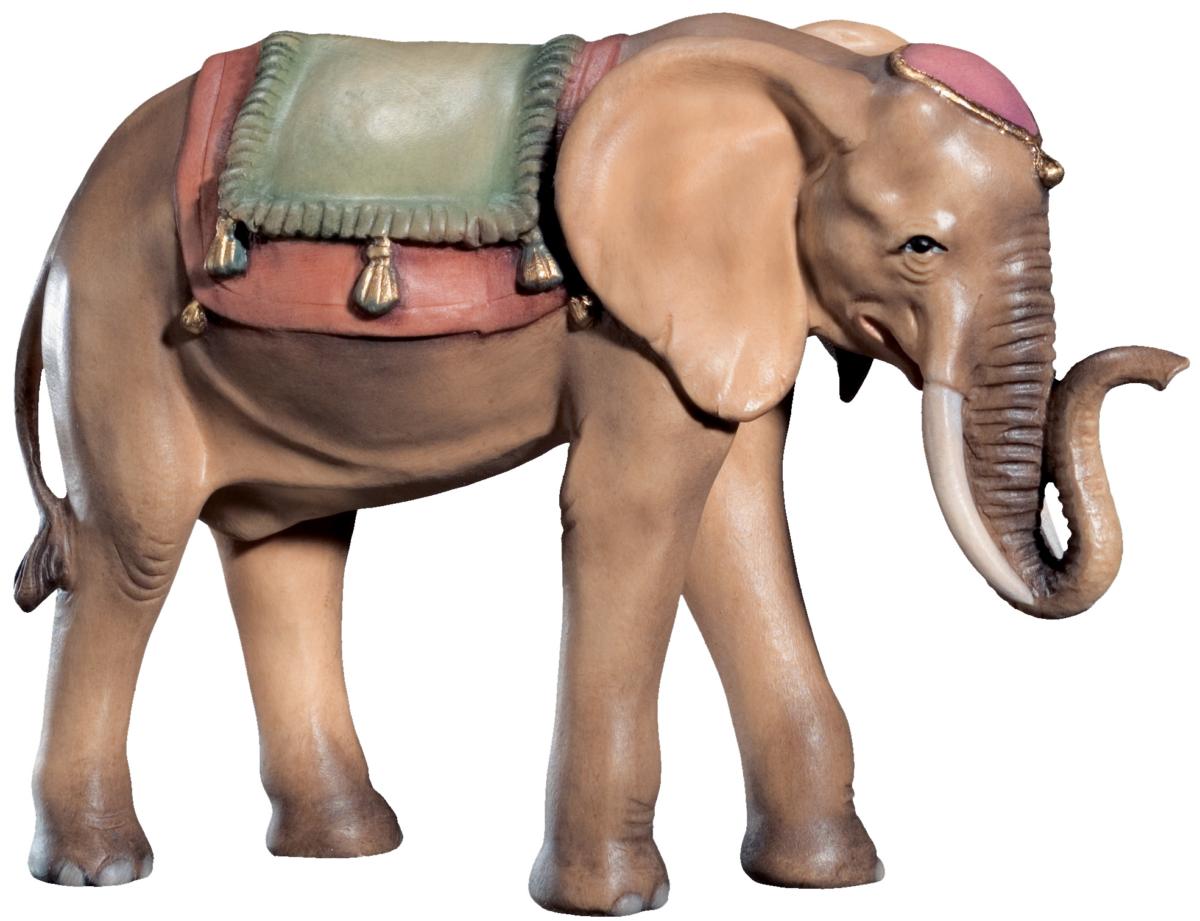Elefante con sella e proboscide alzata - 12.0 cm