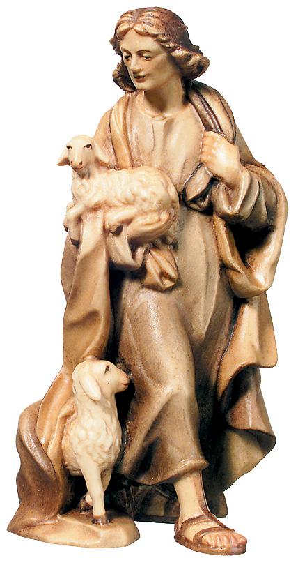 Pastore con con pecora ai piedi e agnello in braccio - 12.0 cm