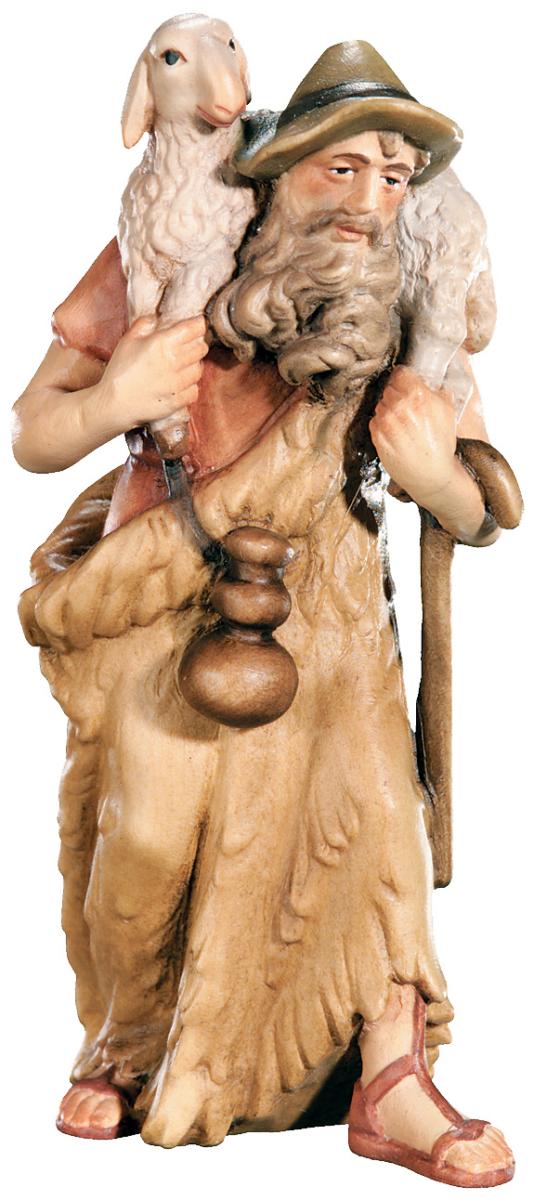 Pastore con bastone e pecora sulle spalle - 8.0 cm
