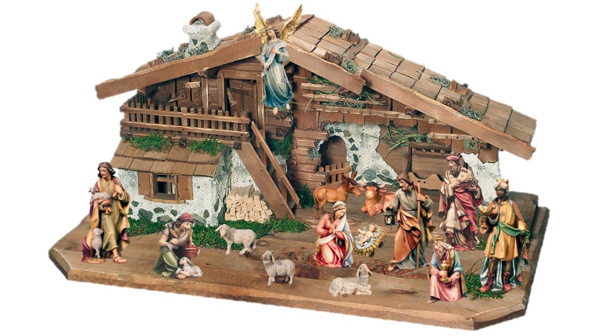 Set da Presepe con 14 figurine con capanna - 8.0 cm