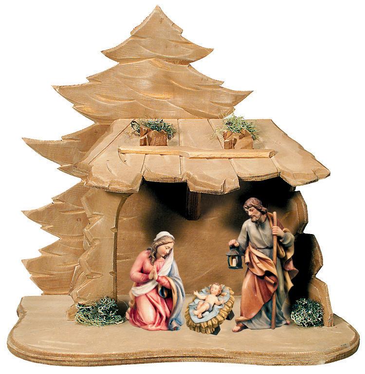 Sacra Famiglia con Capanna - 15.0 cm