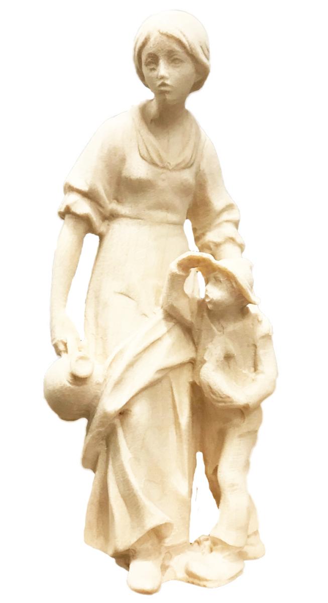 Pastorella con ragazzo in legno - 10.0 cm