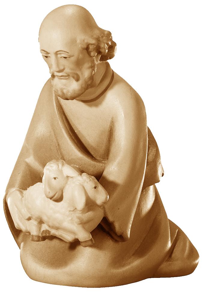Statuina di pastore in ginocchio in legno - 14.0 cm