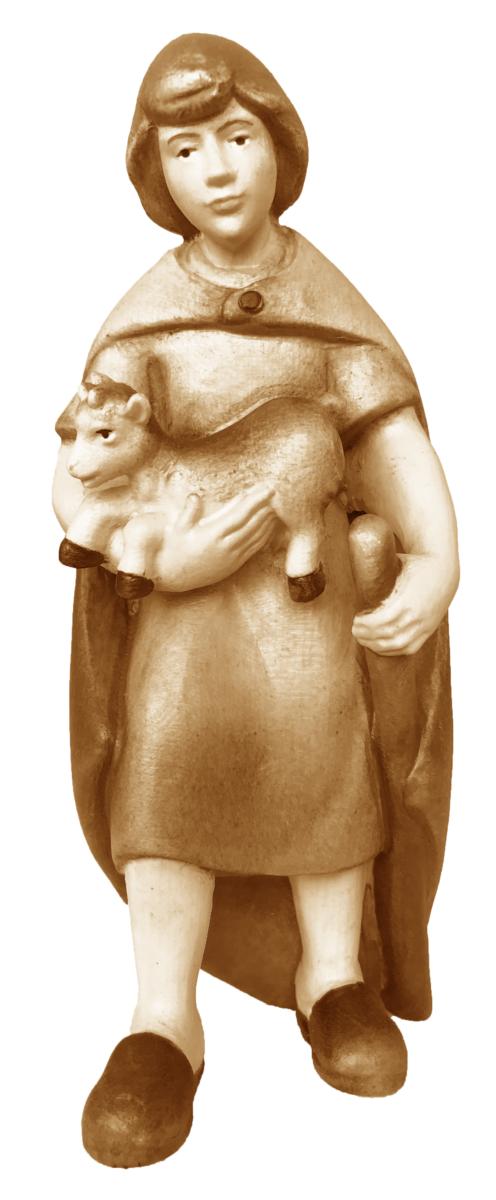 Figurina pastore con capra per presepe in legno - 8.0 cm