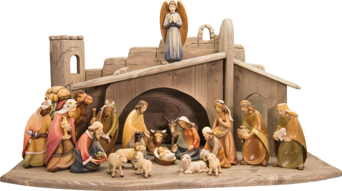 Presepe Leonardo completo con stalla e 20 statuine - 8.0 cm