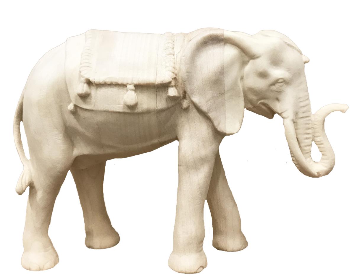 Elefante per presepe scolpito in legno - 12.0 cm