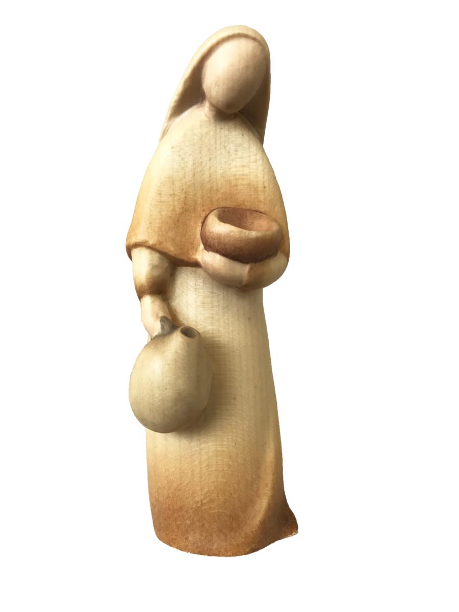 Pastorella con anfora in legno - 8.0 cm