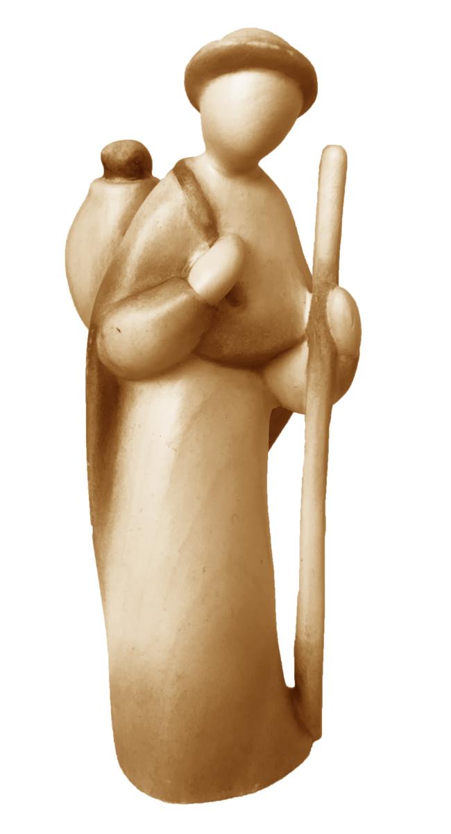 Pastore con bastone in legno - 12.0 cm