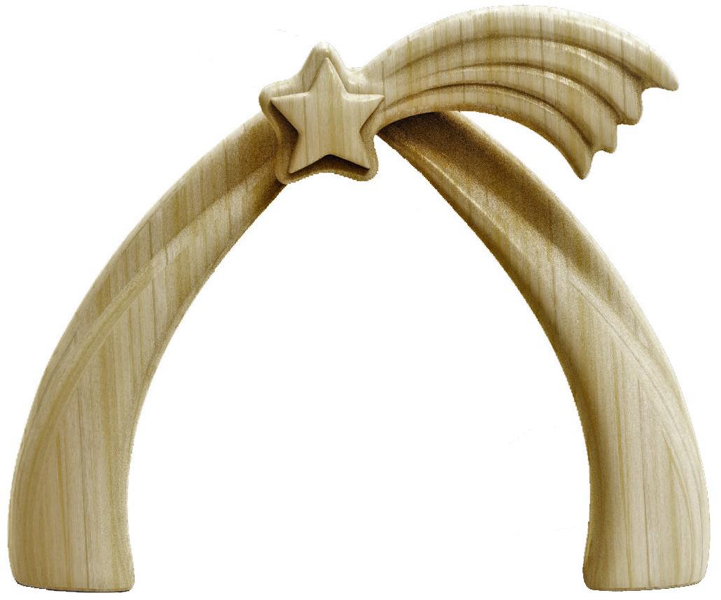 Capanna con stella in legno - 14.0 cm