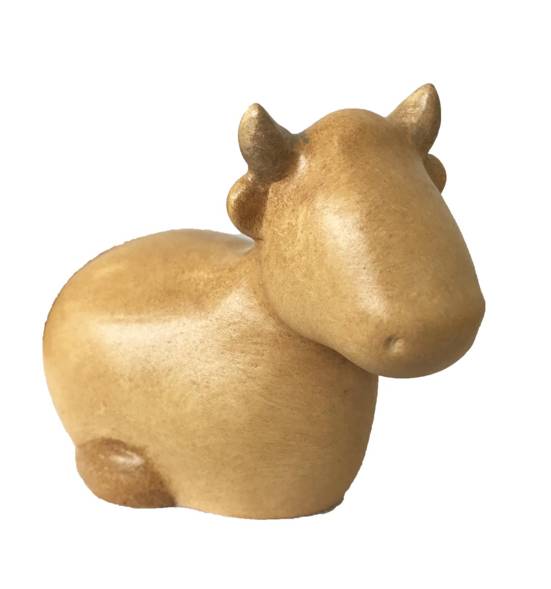 Bue moderno stilizzato in legno - 16.0 cm