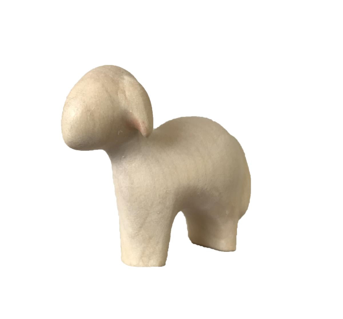 Pecora in piedi di legno per presepe - 10.0 cm