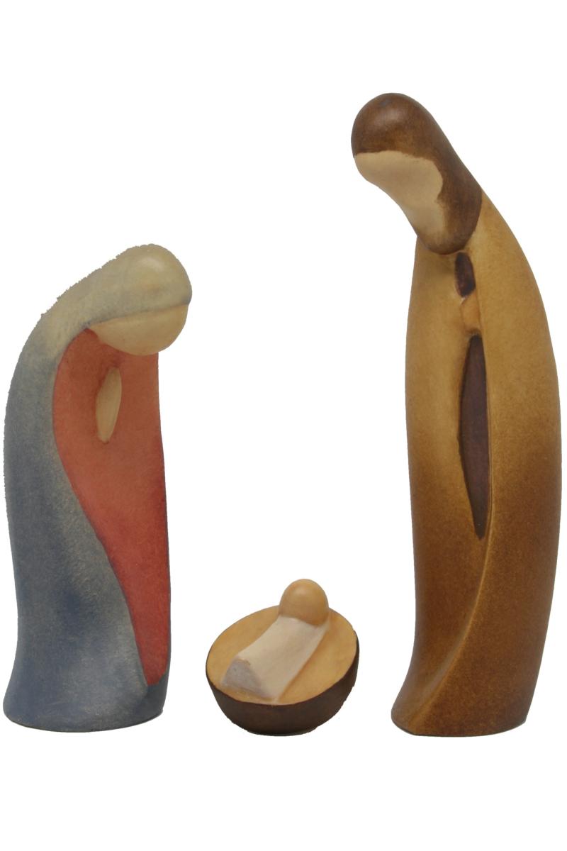 Sacra Famiglia natività moderna in legno - 15.0 cm