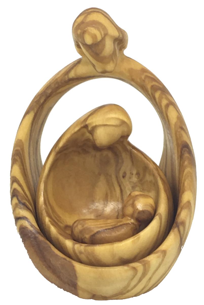 Scultura Natività con Sacra Famiglia presepe moderno in legno - 15.0 cm