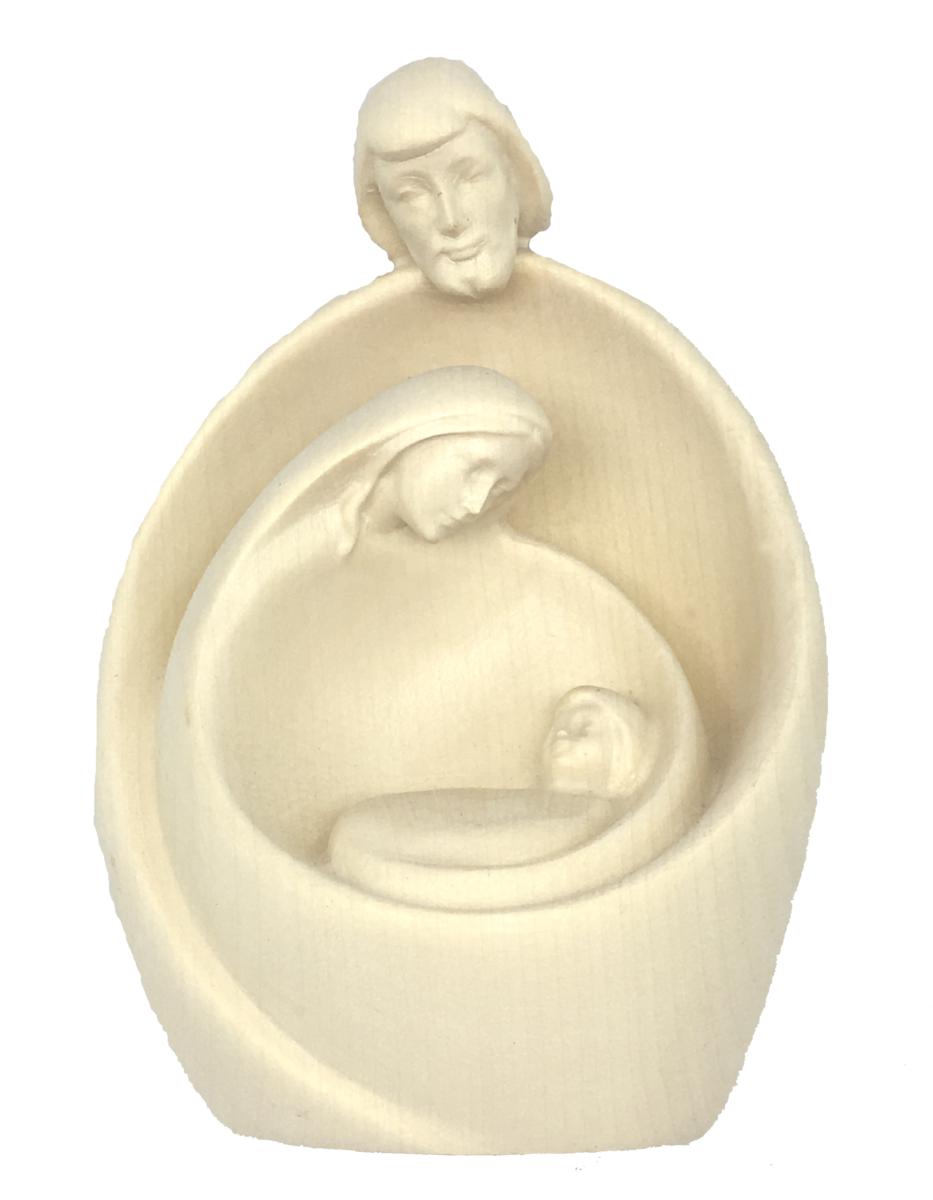 Sacra Famiglia con viso presepe moderno in legno - 9.0 cm