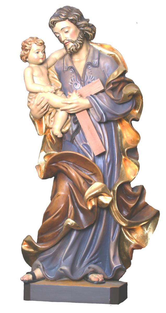 San Giuseppe col Bambino in legno - 30.0 cm