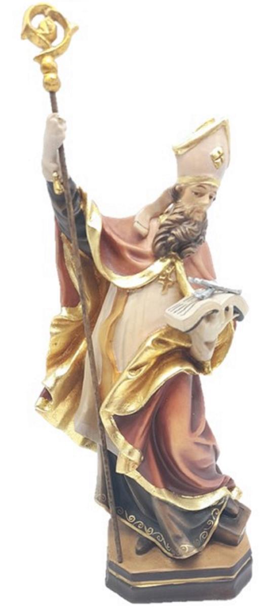 San Germano scolpito con libro e due chiavi in legno - 30.0 cm