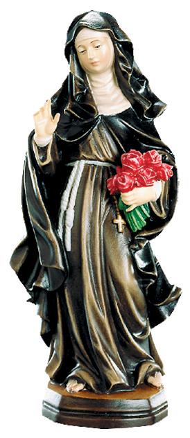 Santa Scolastica con uva di legno - 25.0 cm