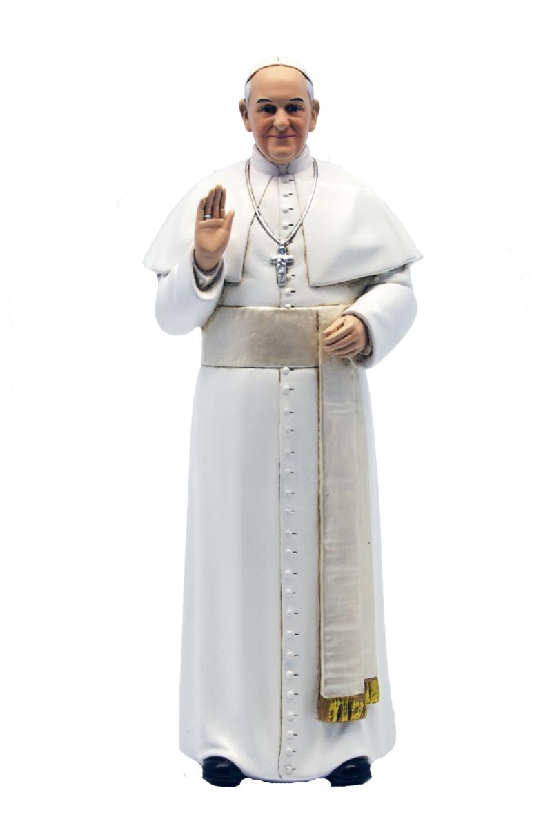 Statua Papa Francesco in pasta di legno - 15.0 cm