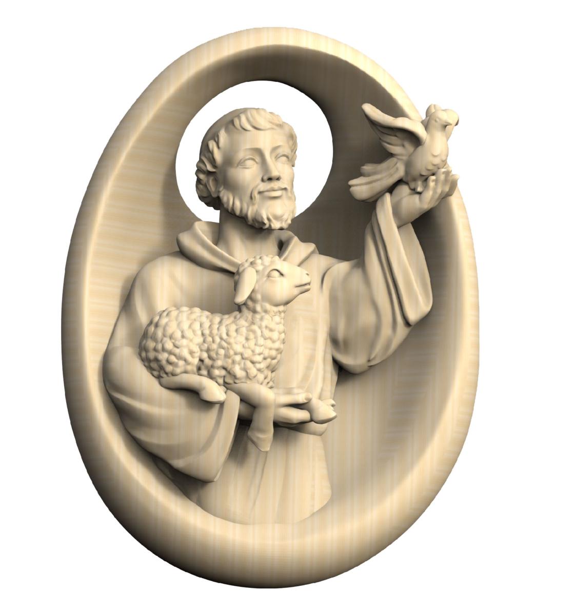 Rilievo di San Francesco in legno - 15.0 cm